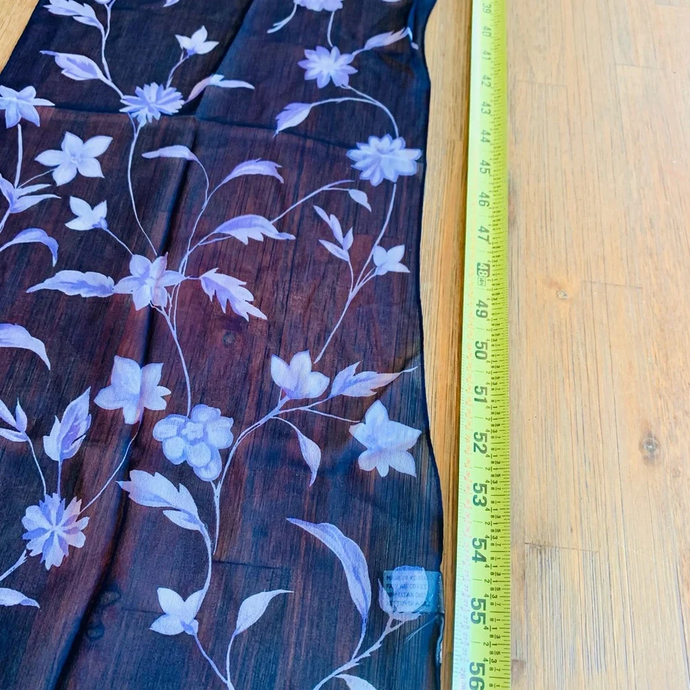 Silk Floral Blue purple long Scarf
